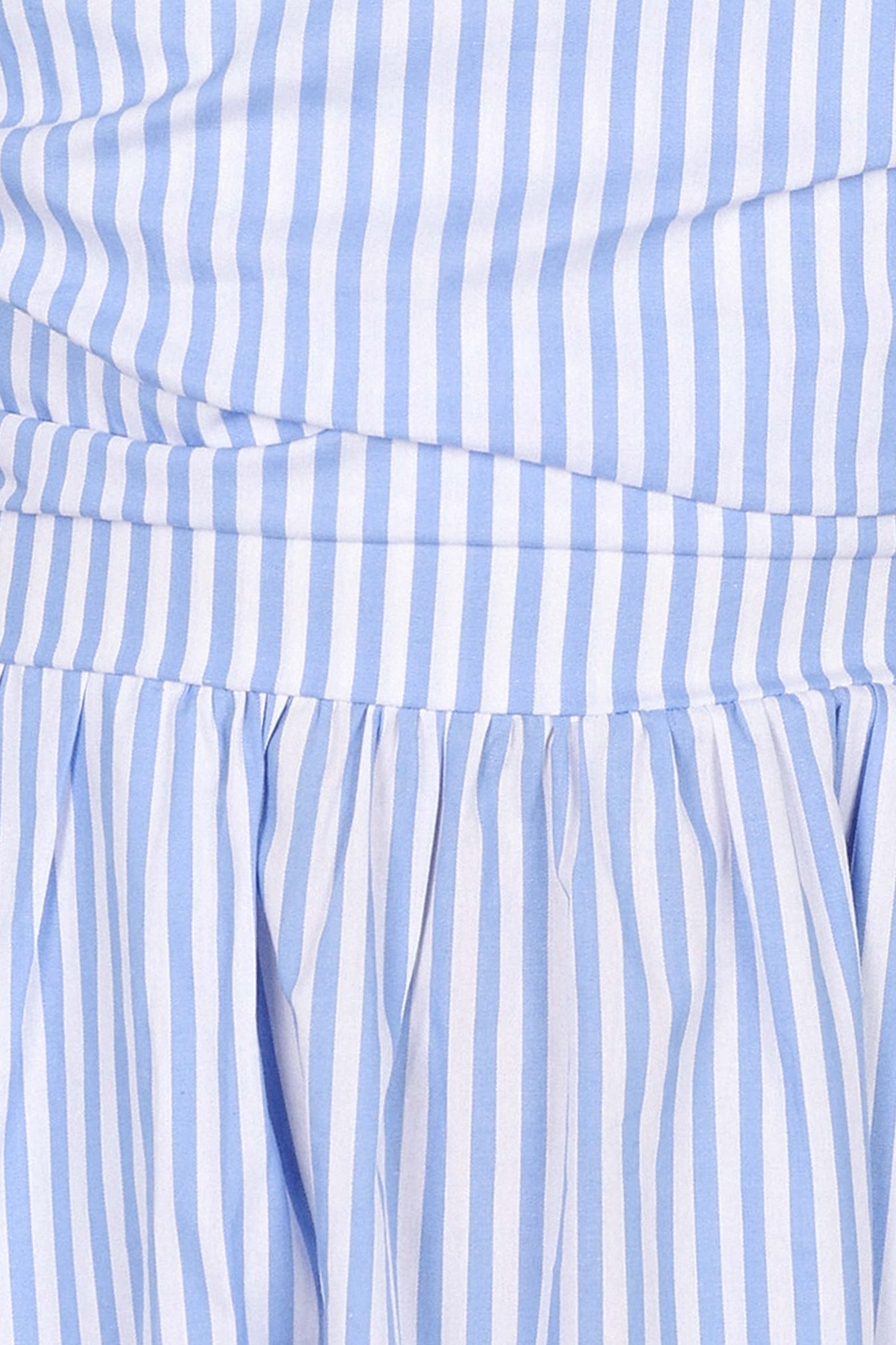 Clo Puff Sleeve Midi Dress - Blue Stripe